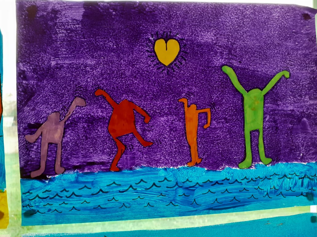 Tableau pop art à la manière de Keith Haring Concert coloré
